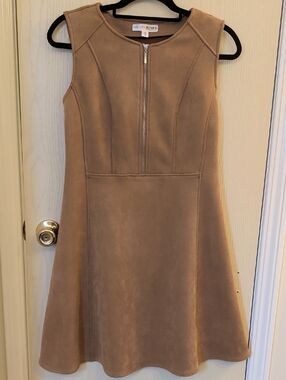 Everyday Jones Suede-Look Sleeveless Mini Dress XS Front Zip A-Line
